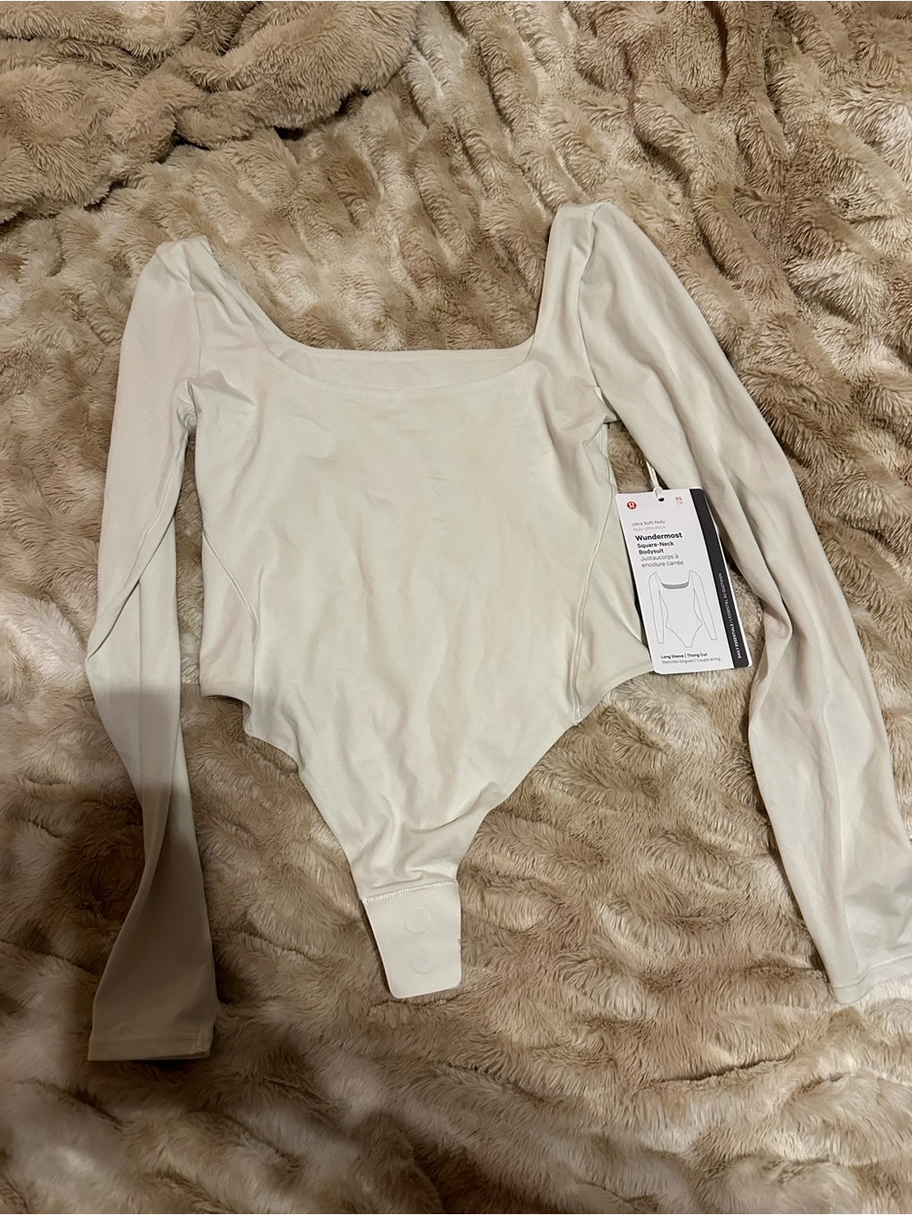 NWT Lululemon athletica Long-Sleeve Square Neck Bodysuit in Bone